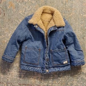 Toddler Zara Reversible Denim/Sherpa Jacket